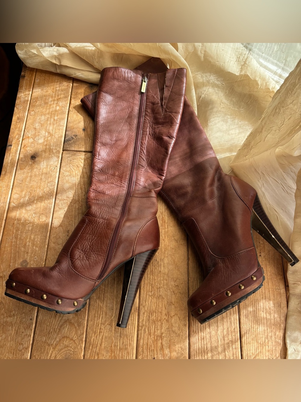 Colin Stuart Brown Stiletto Studded Boots